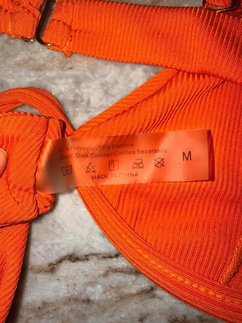 SHEIN Ribbed Underwire High-Cut Orange Bikini Two-Piece Set